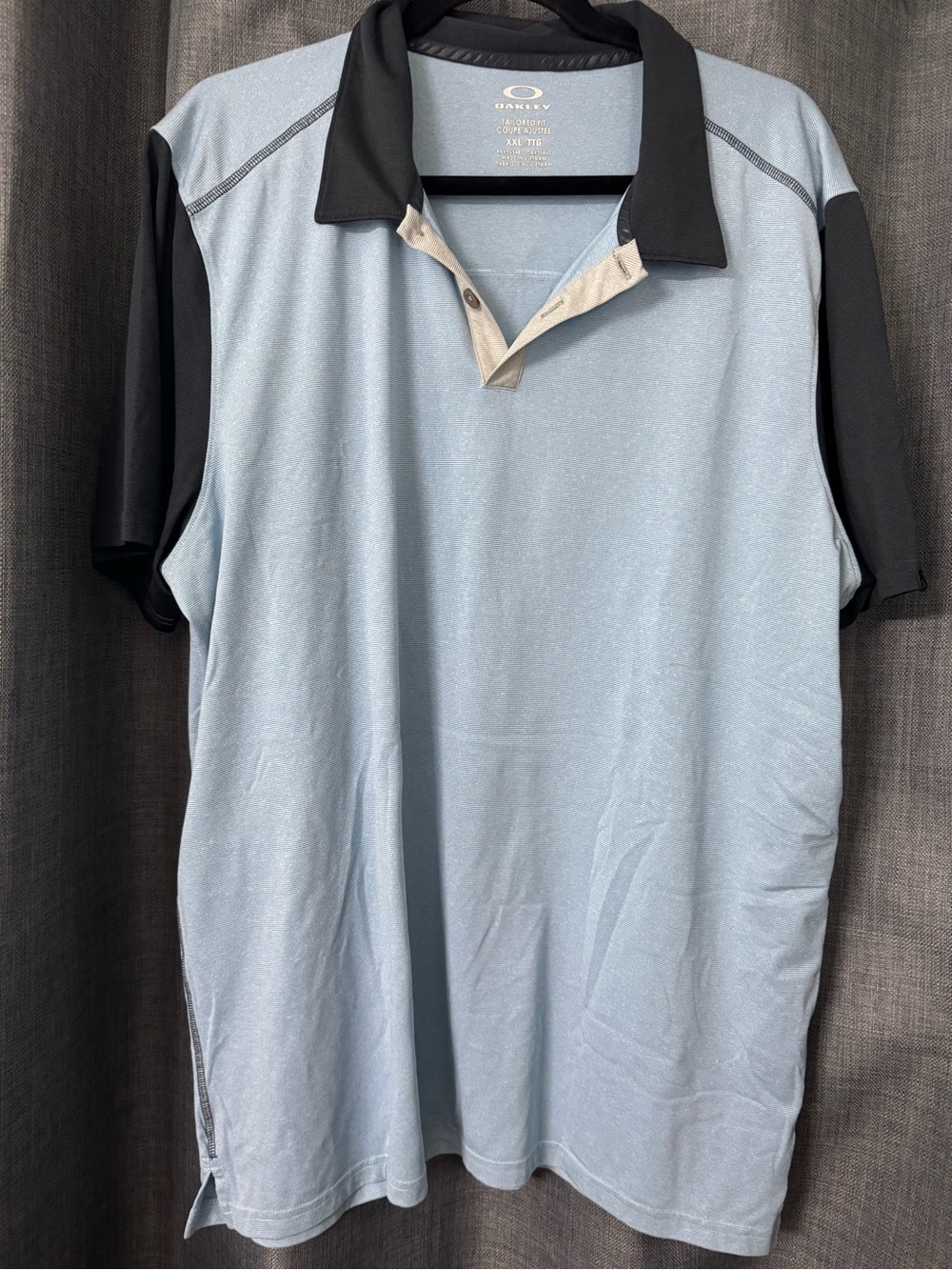 Oakley Light Blue Polo with Black Sleeves
